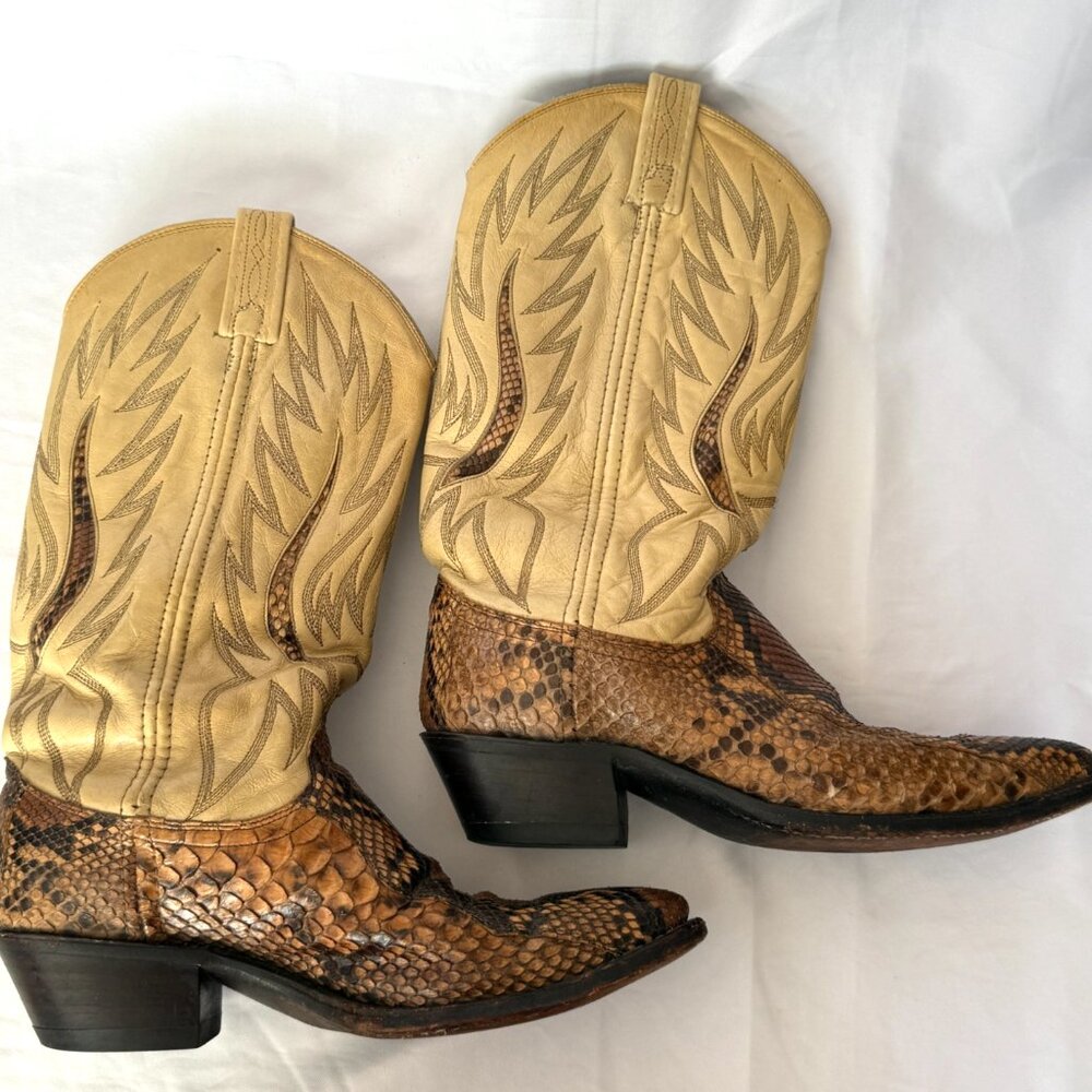 Vintage Dan Post Python Snakeskin Leather Cowboy … - image 3